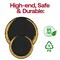 Smarty Had A Party 10.25" Black with Gold Moonlight Round Disposable Plastic Dinner Plates (120 Plates), 120PK 960BG-CASE - alternate 3