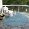 Homeroots 8' Teal Blue And Ivory Round Geometric Washable Indoor Outdoor Area Rug 596976 - alternate 4