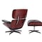 Homeroots 35" Black and Dark Brown Genuine Leather Tufted Swivel Lounge Chair With Ottoman 526372 - alternate 5