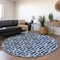 Homeroots 8' Navy Blue And Ivory Round Geometric Washable Indoor Outdoor Area Rug 594859 - alternate 3