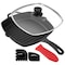 Megachef 10.4 Inch Pre-Seasoned Cast Iron Griddle with Tempered Glass Lid MCCI-72626 - alternate 3