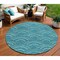 Homeroots 8' Teal Blue Fern Green And Ivory Round Geometric Washable Indoor Outdoor Area Rug 615238 - alternate 1