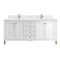 James Martin Vanities Chicago 72 in Double Vanity, Glossy White, w/ Single Hole 3CM White Zeus Silestone Top & Backsplash 503-V72-GW-1WZ - alternate 1