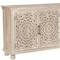 Homeroots 72" White Solid Wood Carved Floral Sideboard with Three Doors 635490 - alternate 4