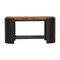 Homeroots 35in Brown Genuine Leather and Solid Wood Upholstered Storage Bench With Shelves 723434 - alternate 1