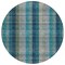 Homeroots 8' Teal Blue Navy Blue And Olive Green Round Plaid Washable Indoor Outdoor Area Rug 614019 - alternate 1