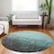 Homeroots 8' Teal Blue And Dark Gray Round Ombre Washable Indoor Outdoor Area Rug 602901 - alternate 6