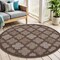 Homeroots 4' Dark Brown And Light Brown Round Geometric Indoor Outdoor Area Rug 572334 - alternate 2