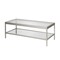 Homeroots 45" Clear Glass And Silver Steel Coffee Table With Shelf 520940 - alternate 3