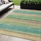 Homeroots 5' X 8' Artichoke Green Peach And Teal Blue Striped Washable Indoor Outdoor Area Rug 631192 - alternate 1