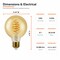 Euri Lighting G25 LED Filament Bulb, 4.5W, 250 lm, 2200K, E26, Amber Glass, Dimmable, UL VG25-3020ad - alternate 3