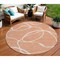 Homeroots 8' Salmon And Ivory Round Abstract Washable Indoor Outdoor Area Rug 597519 - alternate 1