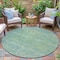Homeroots 8' Teal Blue And Linen Round Oriental Washable Indoor Outdoor Area Rug 631139 - alternate 3