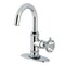 Kingston Brass One-Handle 1-Hole Bathroom Faucet with Knurled Handle, Deck Plate, and Push Pop-Up Drain KSD2211RKX - alternate 1