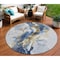 Homeroots 8' Blue And Gold Round Abstract Washable Indoor Outdoor Area Rug 611302 - alternate 1