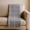 Homeroots 50" X 67" Light Gray And White Cotton Blend Woven Plaid Throw Blanket with Fringe 632899 - alternate 2