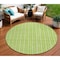 Homeroots 8' Lime Green And Ivory Round Striped Washable Indoor Outdoor Area Rug 595879 - alternate 1