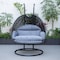 Leisuremod Mendoza Charcoal Wicker Hanging 2 person Egg Swing Chair with Charcoal Cushions MSCCH-53CBU - alternate 4