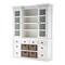 Homeroots 87" White Wood Bookcase with Glass Doors Drawers and Baskets 397667 - alternate 4