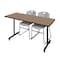 Regency Kobe T-Base Training Seminar Table W/ 2 Zeng Stack Chairs, 66 in W, 30 in L, Noble Oak MKTRCT6630NO44GY - alternate 1