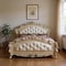 Homeroots Antiqued White Wood And Tufted Silk Queen Bed Frame With Nailhead Trim 347173 - alternate 2