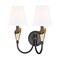 Z-Lite Claudelle 2-Light Wall Sconce, 13.75 in W x 14.5 in H, Matte Black + Modern Gold 4014-2S-MB-MGLD - alternate 1