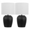 Jonathan Y Hugo 16.75" Traditional Rustic Reeded Ceramic Vase LED Table Lamp, Black/Nickel, 2PK JYL5707A-SET2 - alternate 4