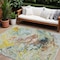Homeroots 9' X 12' Ivory Blue And Yellow Abstract Washable Indoor Outdoor Area Rug 577966 - alternate 1