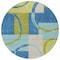 Homeroots 8' Denim Blue And Lime Green Round Geometric Washable Indoor Outdoor Area Rug 612577 - alternate 6