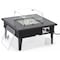 Leisuremod Walbrooke Patio Aluminum Square Slats Design Fire Pit Side Table with Lid & Fire Glass, Black WBLS-27-GL - alternate 1