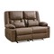 Homeroots 62in Brown Faux Leather Manual Reclining Loveseat With Storage and Toss Pillows 721195 - alternate 1
