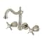 Kingston Brass Double-Handle Wall Mount Bathroom Faucet, Brushed Nickel KS1258BEX - alternate 1