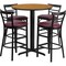 Flash Furniture Round Natural Bar Table, X-Base, Burg Seats, 24", Laminate Top, Wood Grain HDBF1039-GG - alternate 1