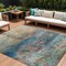 Homeroots 9' X 12' Teal Blue Orange And Beige Abstract Washable Indoor Outdoor Area Rug 631459 - alternate 1
