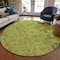 Homeroots 8' Artichoke Green And Fern Green Round Oriental Washable Indoor Outdoor Area Rug 582052 - alternate 4
