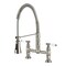 Kingston Brass Double-Handle Deck-Mount Pre-Rinse Bridge Kitchen Faucet, Brushed Nickel GS1278BPL - alternate 1