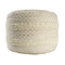 Homeroots 18" Natural And Ivory Cotton Blend Round Striped Pouf Ottoman 551564 - alternate 4