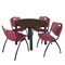 Regency Round Kee Breakroom Table W/ 4 M Stack Chairs, 36 in W, 36 in L, Neo Walnut TB36RNDNWBPBK47BY - alternate 1