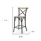 Homeroots 26" Natural and Gray Solid Wood and Iron Counter Height Bar Chair 605930 - alternate 2