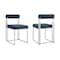 Homeroots Set of Two Blue And Silver Upholstered Polyester Open Back Dining Side Chairs 569419 - alternate 3
