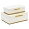 Homeroots Set of Two White And Gold Nesting Decorative Storage Boxes With Lids, 2PK 712920 - alternate 4