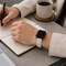 Elegani Leather Band Compatible with Apple Watch 40mm, White, Silver, Black, Rose Gold, Yellow Gold Buckle QRPLLS-WHT-40 - alternate 2