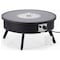 Leisuremod Walbrooke Outdoor Patio Aluminum Round Slats Design Fire Pit Side Table, Lid & Fire Glass, Black WBLS-29-GL - alternate 6