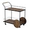 Homeroots Natural and Black Iron And Reclaimed Wood Rolling Bar Cart With Wine Storage 402575 - alternate 3