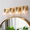 Jonathan Y Irving 27.75" 4-Light Seeded Glass/Iron Modern Contemporary LED Vanity Light, Brass Gold JYL7558D - alternate 3