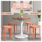 Leisuremod Tresse Stackable Plastic Round Dining Stool with Wicker Seat, Orange TSR13OR - alternate 3