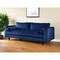 Homeroots 88" Navy Blue Velvet Sofa With Black Legs 318808 - alternate 4