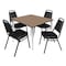 Regency Square Kahlo Breakroom Table W/ 4 Restaurant Stack Chairs, 48 in W, 48 in L, Noble Oak TPL4848NOCM29BK - alternate 1