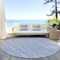 Homeroots 8' Sky Blue And Denim Blue Round Striped Washable Indoor Outdoor Area Rug 587964 - alternate 3