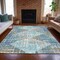 Homeroots 8' X 10' Teal Blue And Beige Geometric Washable Indoor Outdoor Area Rug 632014 - alternate 2